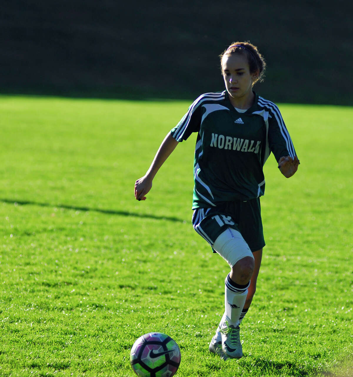 Norwalk's Kaitlyn Troy controls the ball during a girls soccer game against Staples on Tuesday.