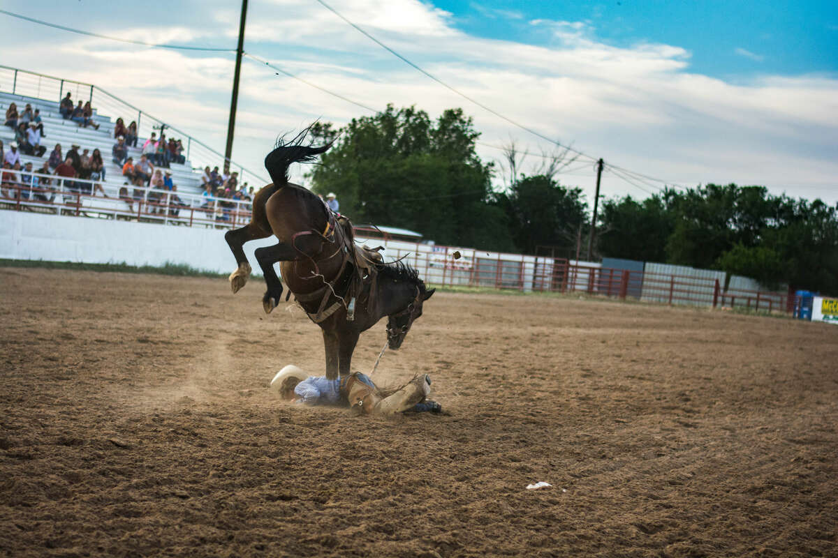 After getting bucked off a bronc, Tulia teenager gets stepped on by "High Country" at the 72nd Annual Bar-None Rodeo.