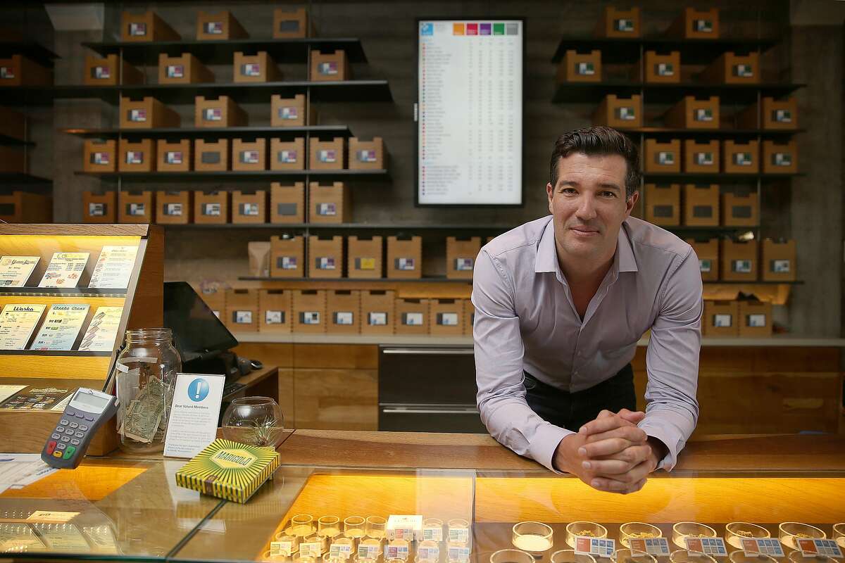 Co-founder Erich Pearson of San Francisco Patient and Resource Center(SPARC) shows the organization of his shop which help customers become easily informed with his cannabis products on Tuesday, October 11, 2016, in San Francisco, Calif.