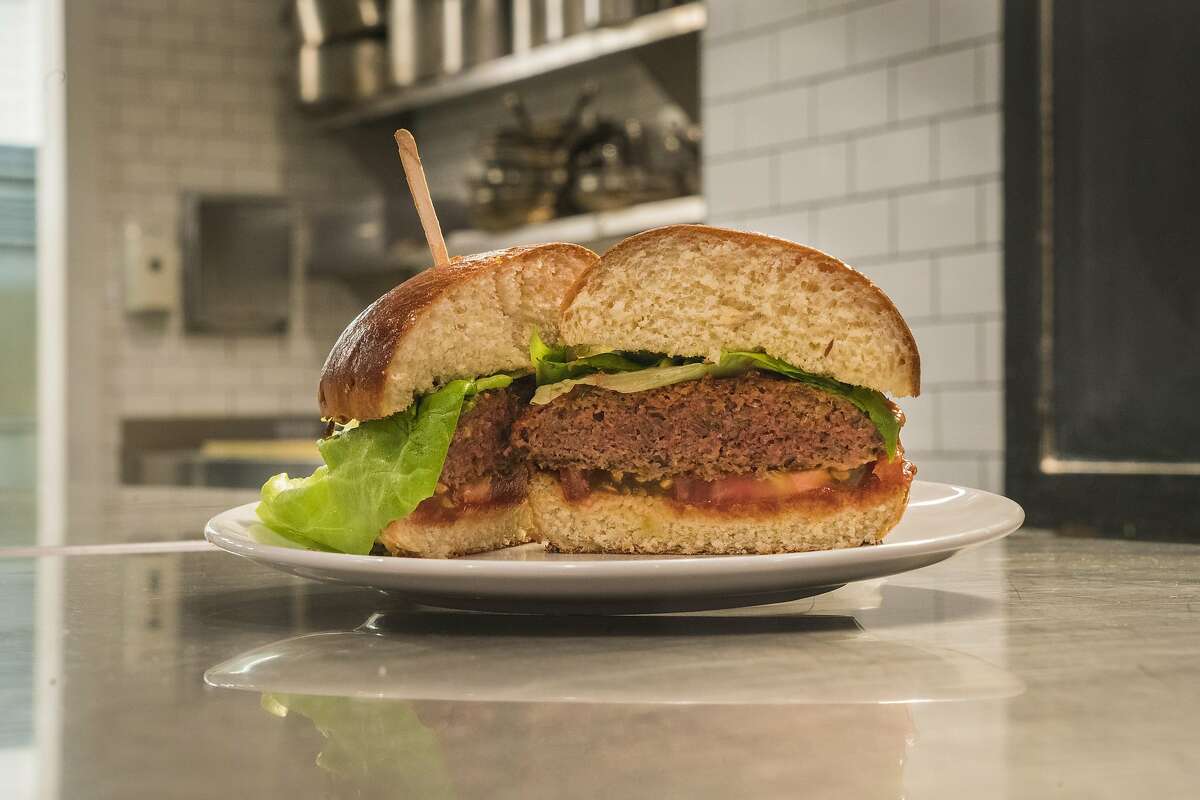 A new version of the Beyond Meat's vegan burger at Haven's Kitchen in New York, March 31, 2016. T