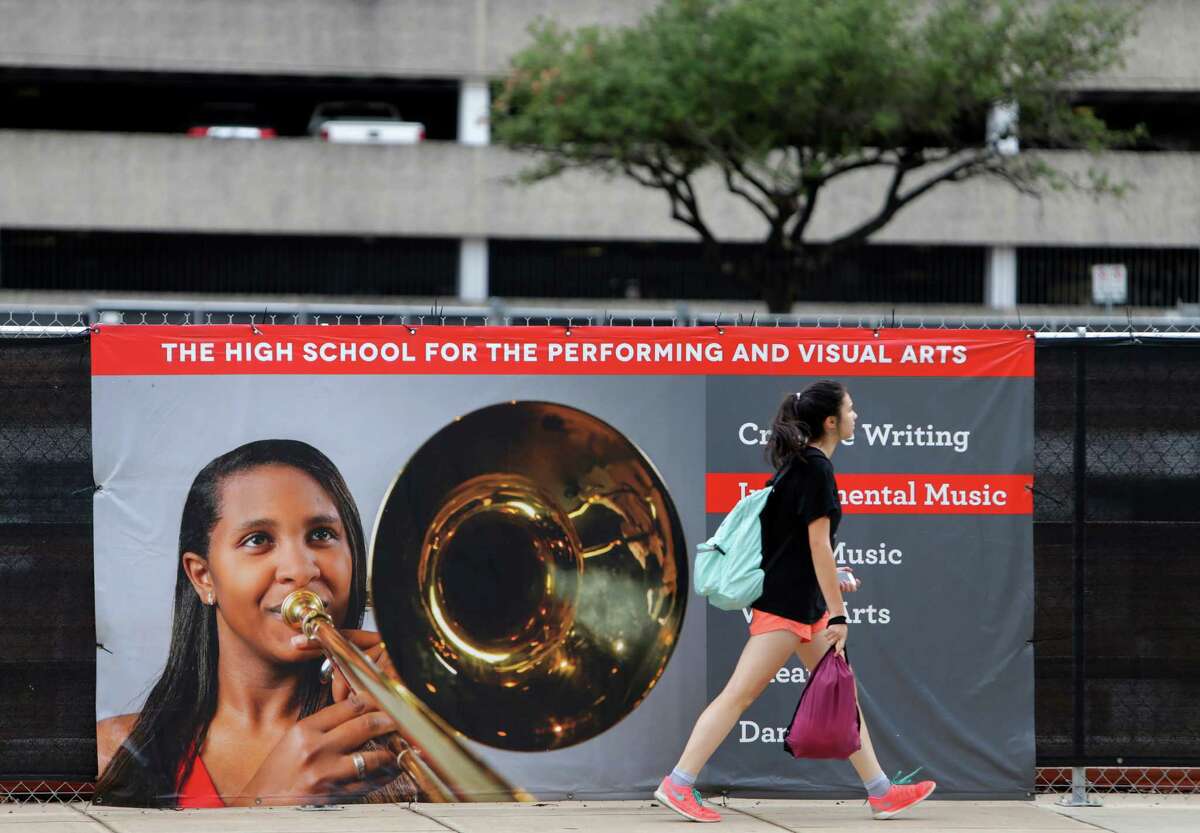Construction of the new campus of the High School for the Performing and Visual Arts continues in downtown Houston on Tuesday. The school will be renamed the Kinder High School for the Performing and Visual Arts.