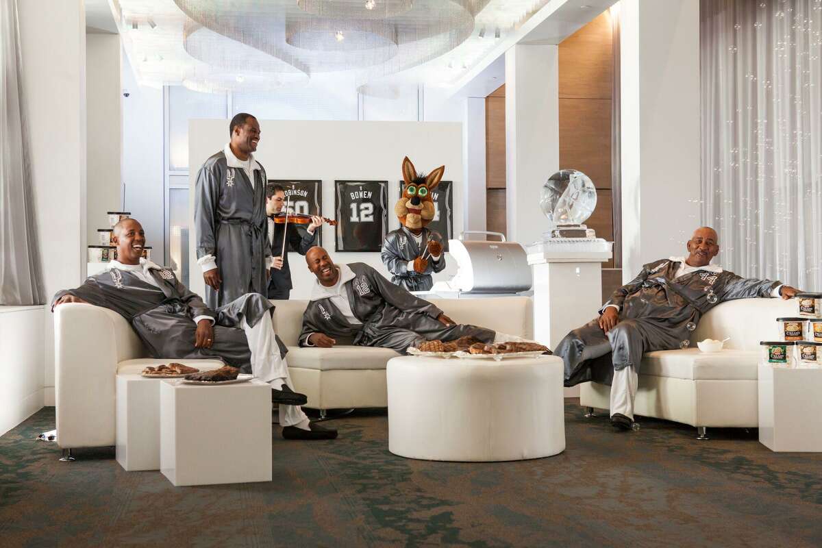 In an H-E-B commercial slated to air in late October 2016, retired power forward Tim Duncan is invited to a "secret retirement club" with former players David Robinson, George Gervin, Bruce Bowen and Sean Elliott all lounging around in black slippers and silver robes.