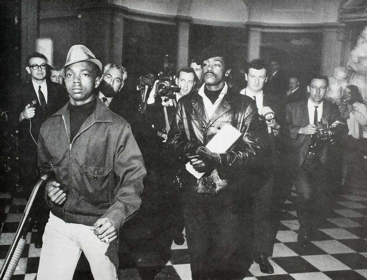 Lil� Bobby Hutton and Bobby Seale storming the California State Capitol in Sacramento, May 2, 1967