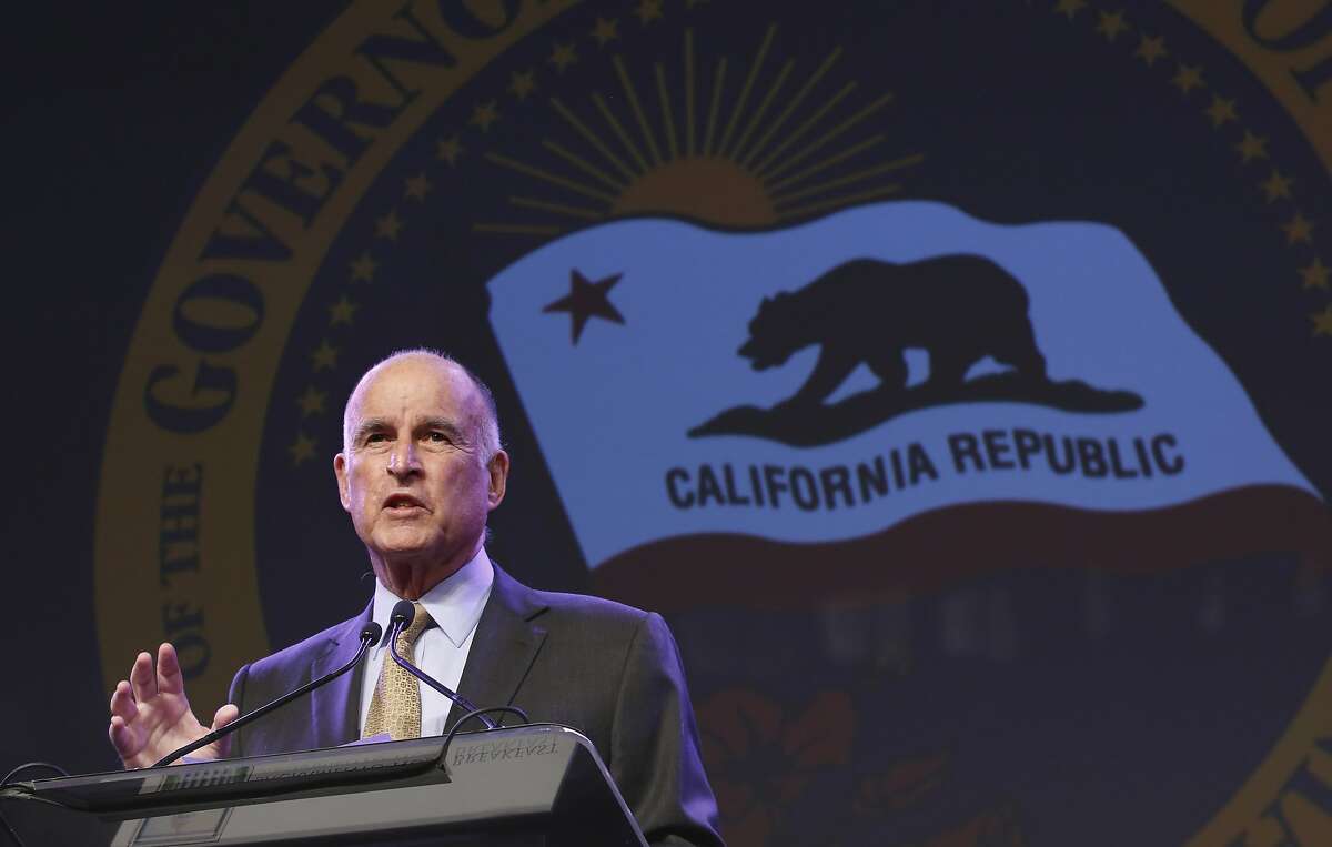FILE - In this May 18, 2016, file photo, California Gov. Jerry Brown gestures during a community event in Sacramento, Calif. Brown dramatically altered California�s criminal sentencing system when he was first governor a generation ago. Now, with Proposition 57, he is asking voters to change it back, to give corrections and parole officials more say in when criminals are released, and strip prosecutors of the power to decide when juveniles should be tried as adults to rein in a legal code he believes has tilted too far in favor of get-tough policies. (AP Photo/Rich Pedroncelli, File)