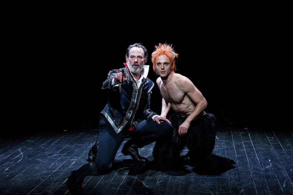 John Feltch, left, stars as Oberon and Jay Sullivan as Puck in the Alley Theatre's production of "A Midsummer Night's Dream."