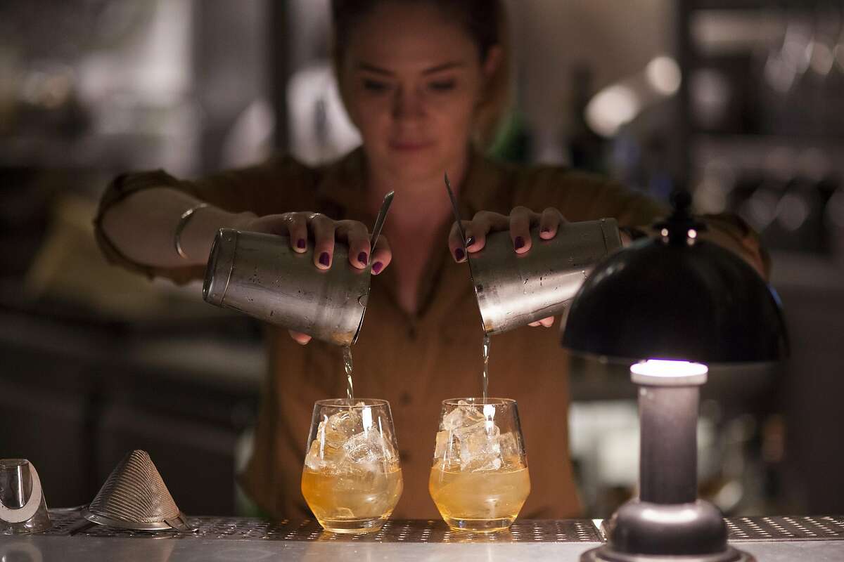 Bartender Breana Hooten mixing cocktails at Archetype restaurant in St. Helena, California, USA 12 Oct 2016. (Peter DaSilva/Special to The Chronicle)