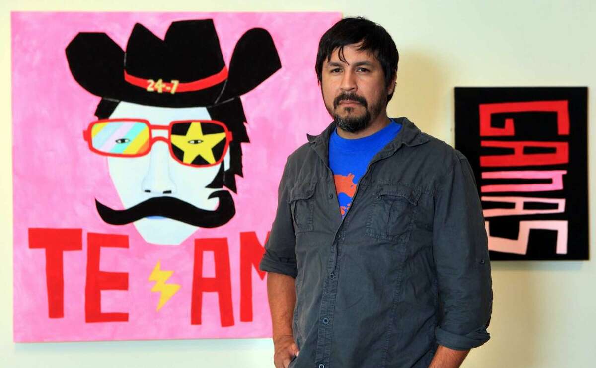 Cruz Ortiz is a  San Antonio-based visual artist who has exhibited his work in galleries and museums including Artpace, the Contemporary Arts Museum Houston and the Los Angeles County Museum of Art. He also runs Snake Hawk Press, a boutique design firm located on the South Side, which has produced bottle art for Absolut Vodka and a special edition San Antonio Spurs pizza box for Papa John’s. Click through the slideshow for a look at his work.