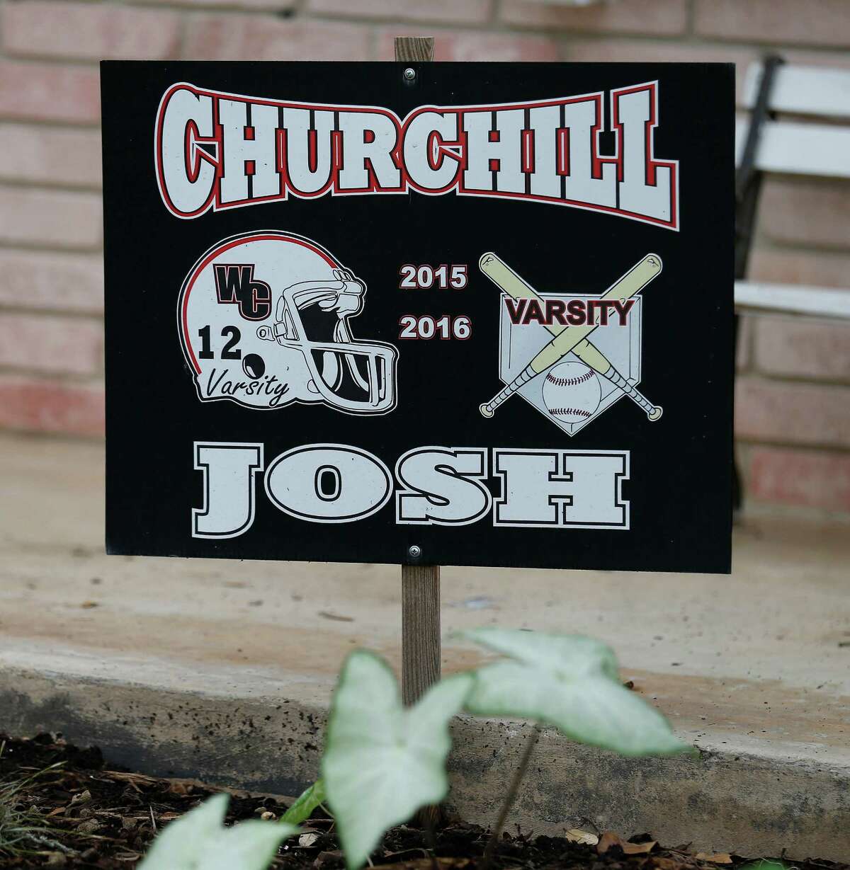 In August, Stacie Pollard and her husband Dan lost their youngest son, Joshua, when he passed away due to sudden cardiac arrest from a previously undiagnosed heart condition. In front of the family's home is a sign showing the sports that the 18-year-old participated in at Churchill High School. (Kin Man Hui/San Antonio Express-News)