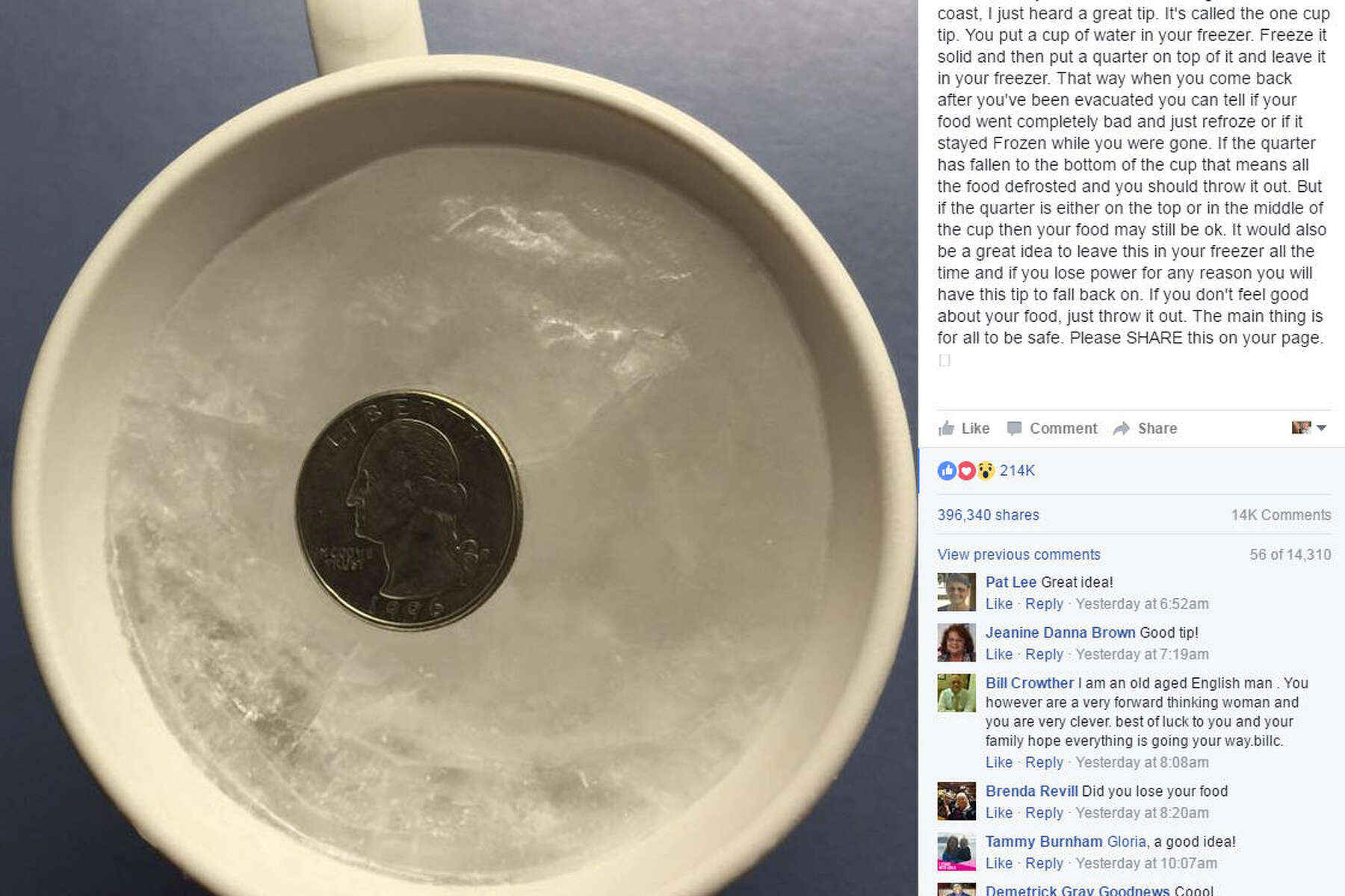 Can a Quarter on a Frozen Cup of Water Actually Determine Food Safety?