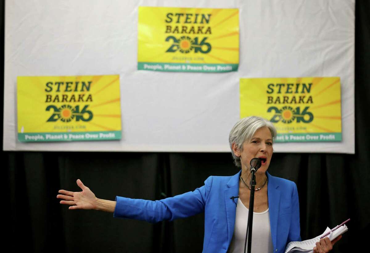 Green Party presidential candidate Jill Stein speaks during a campaign stop at Galeria E.V.A Sunday Oct. 16, 2016.