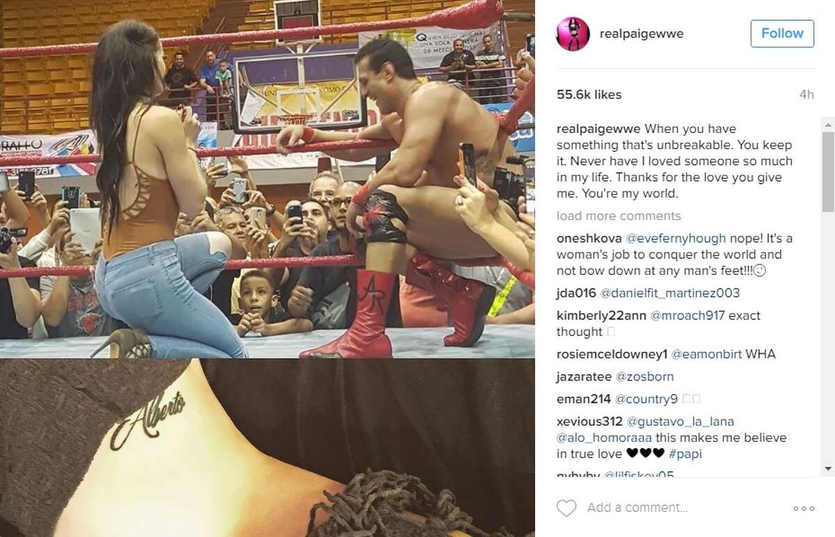 WWE "diva" proposed to boyfriend, former WWE star and current San Antonio resident , Alberto Del Rio, following a match in Puerto Rico on Oct. 16, 2016.