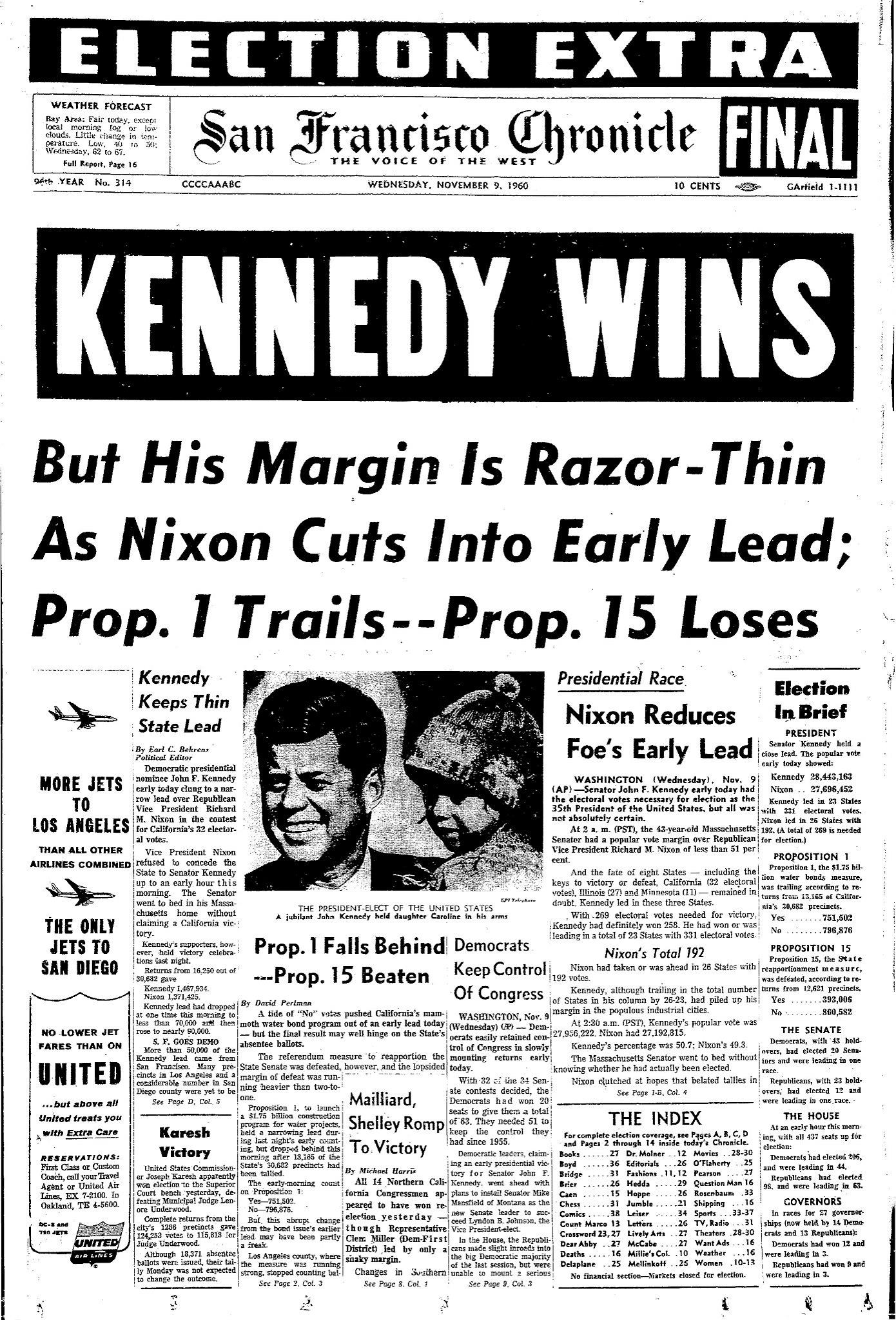 chronicle-covers-jfk-s-razor-thin-presidential-election-victory