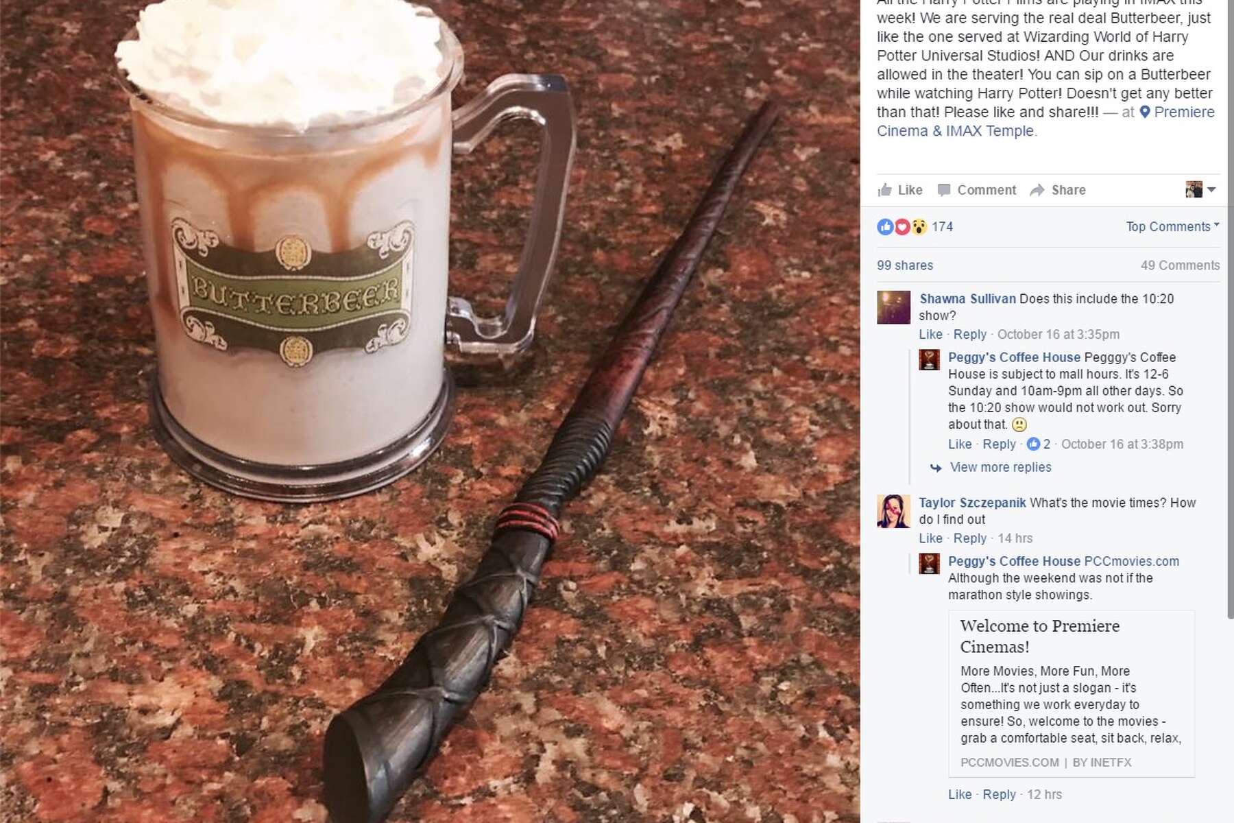 Harry Potter fans rejoice: Texas coffee shop offering 'butterbeer'
