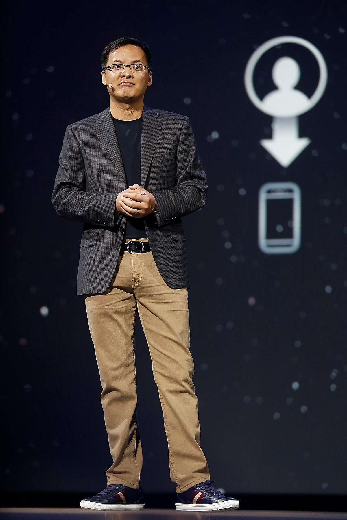 CEO of LeEco North America Richard Ren announces new products on Wednesday, October 19,2016, in San Francisco, Calif.