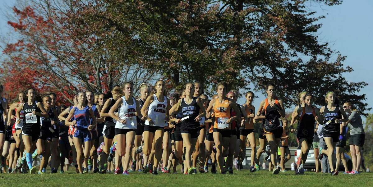 Runners compete in the FCIAC Girls Cross Country Championship at Waveny Park in New Canaan, Conn. on Wednesday, Oct. 19 2016.