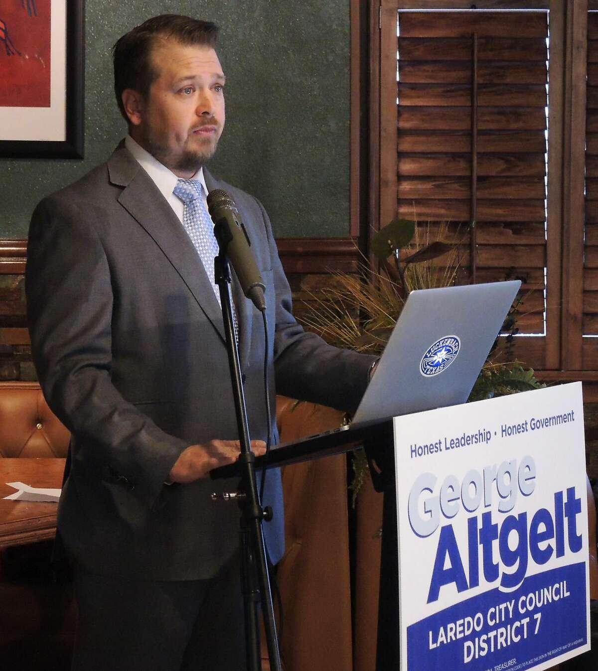 George Altgelt announces his bid for District 7 city councilman on Tuesday. (Courtesy photo)