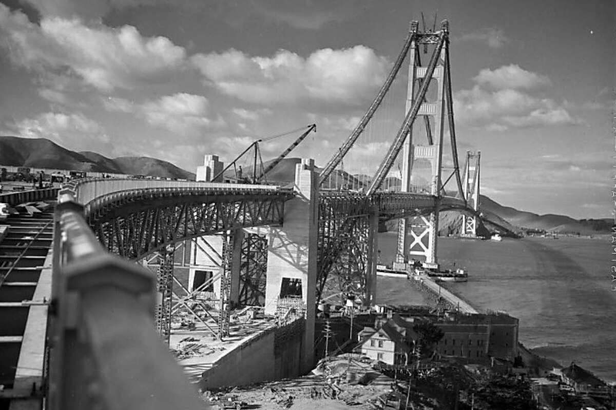 Construction of the Golden Gate Bridge in 1937. 