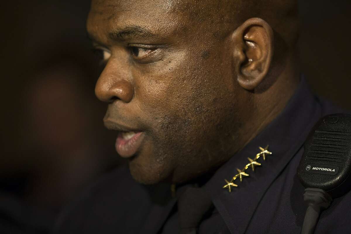Toney Chaplin, the interim chief of the San Francisco Police Department, during a town hall meeting at the San Francisco Scottish Rite Masonic Center on Thursday, Oct. 20, 2016 in San Francisco, Calif. Police officials spoke about the the fatal officer-involved shooting of a man who allegedly shot and critically injured an S.F. police officer on October 14.