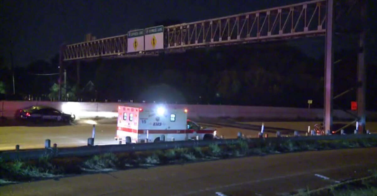 A man died about 11:50 p.m. Thursday, Oct. 20, 2016, when two vehicles hit him as he walked along the outbound North Freeway near Quitman in north Houston. (Metro Video)