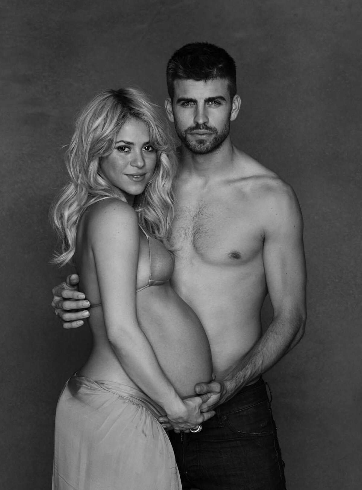 In this undated photo provided by UNICEF, Columbian born singer Shakira poses while pregnant with Spanish soccer player Gerard Piqué.(AP Photo)