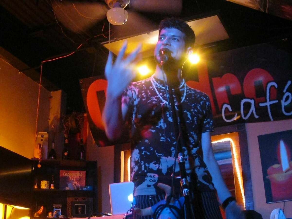 Roberto "Chibbi" Orduña is shown during a poetry slam at Cuadro Cafe. (Courtesy photo)