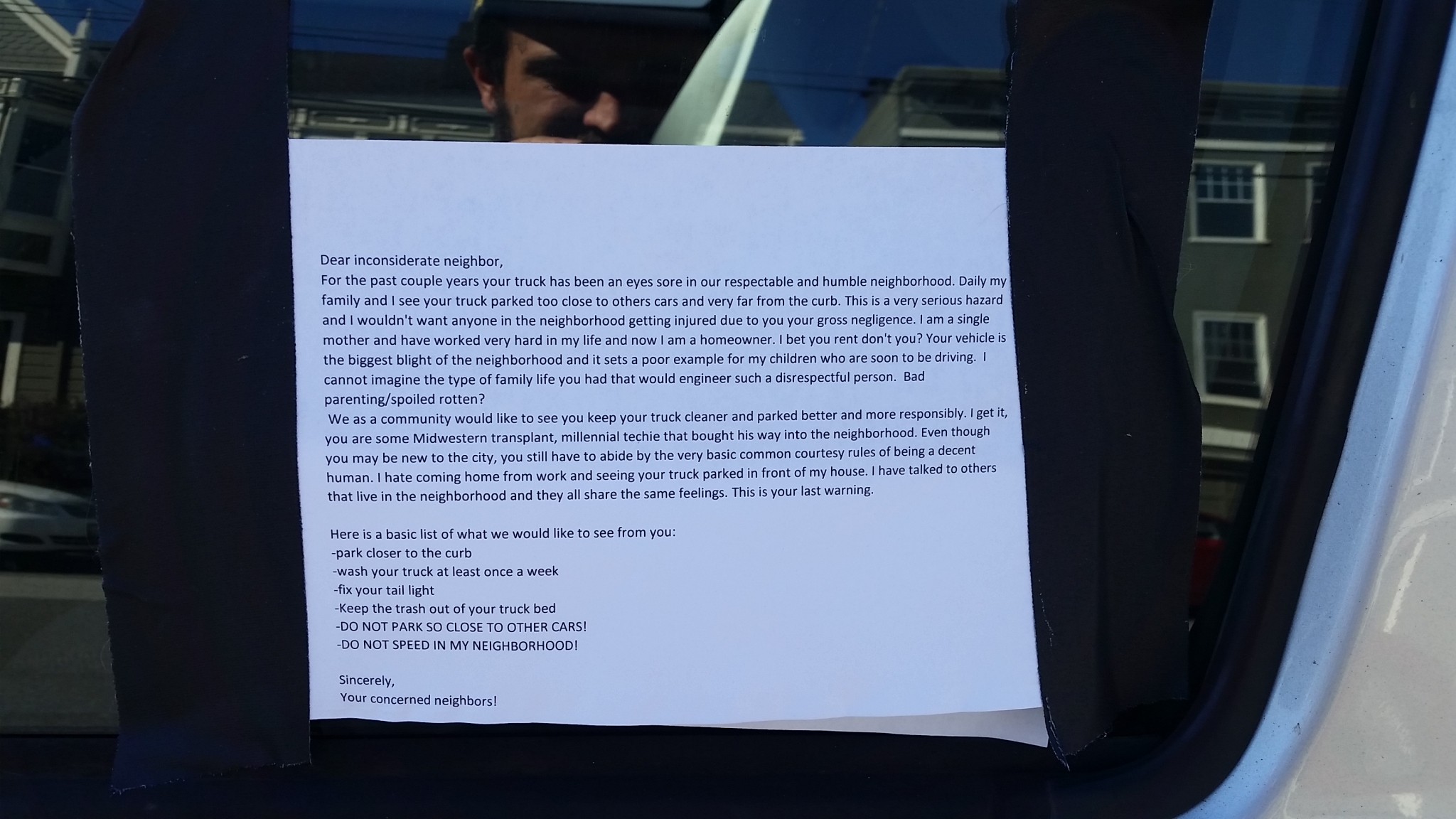 Richmond District Driver Gets Angry Note From Neighbor ‘your Truck Is An Eyesore