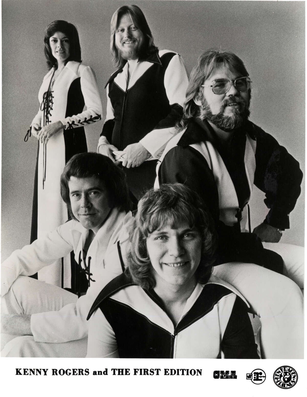 Folk-rock group Kenny Rogers and the First Edition featured, clockwise from top left, Thelma Camacho, Mickey Jones, Kenny Rogers, Terry Williams and Mike Settle.