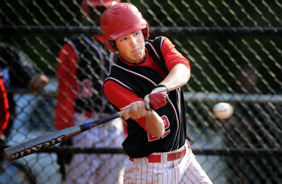 Central's Austin Boyle gets a hit during their game against Greenwich Friday May 14, 2010 in Bridgeport.