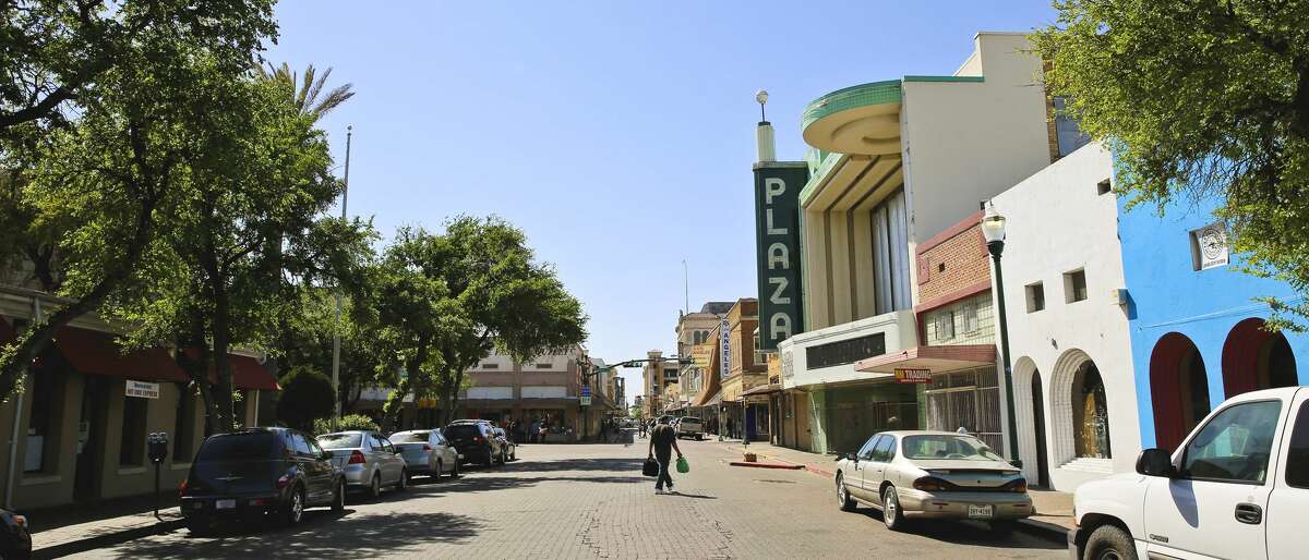 This file photo shows a view of the old Plaza Theatre from Hidalgo Street in downtown Laredo.