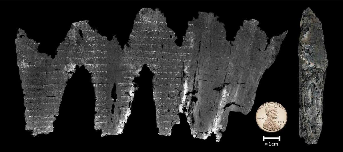 ﻿A composite image of the completed virtual unwrapping of the En-Gedi scroll.
