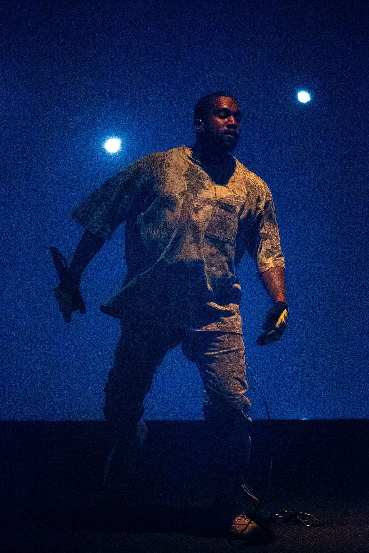 Kanye West performs during his Saint Pablo Tour at the Oracle Arena on Saturday, Oct. 22, 2016 in Oakland, Calif.