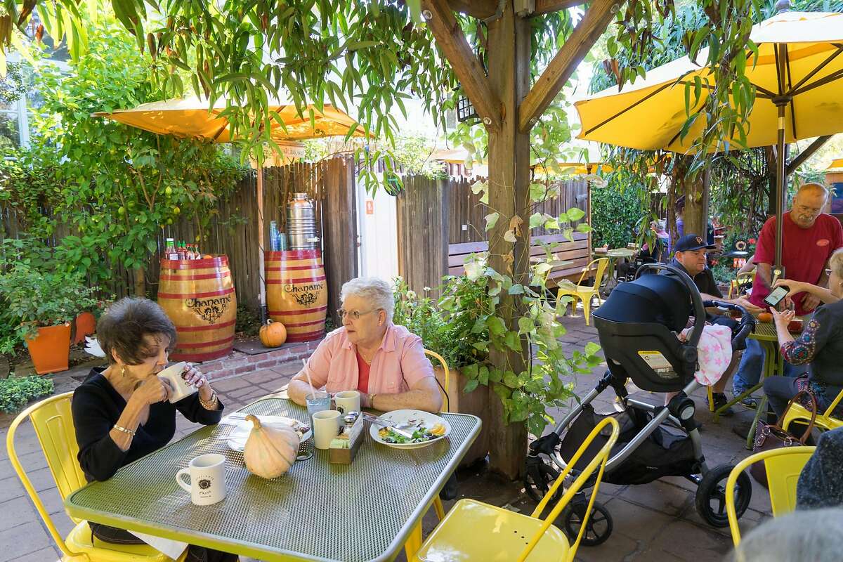 Donna Day, left, and Nancy Church enjoy lunch at the Sunflower Caffe in Sonoma, Calif. on Wednesday, Oct. 19, 2016. The Sunflower Caffe serves breakfast all day.