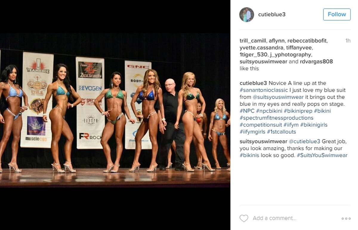 "Novice A line up at the #sanantonioclassic I just love my blue suit from @suitsyouswimwear it brings out the blue in my eyes and really pops on stage," @cutieblue3.