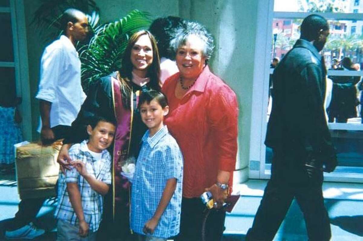 Pictured, left to right, are Cruz-Obst with her sons, Antonio and Lorenzo Obst, and her mother, Rosie Cruz. A luncheon was held in Cruz-Obst’s honor.