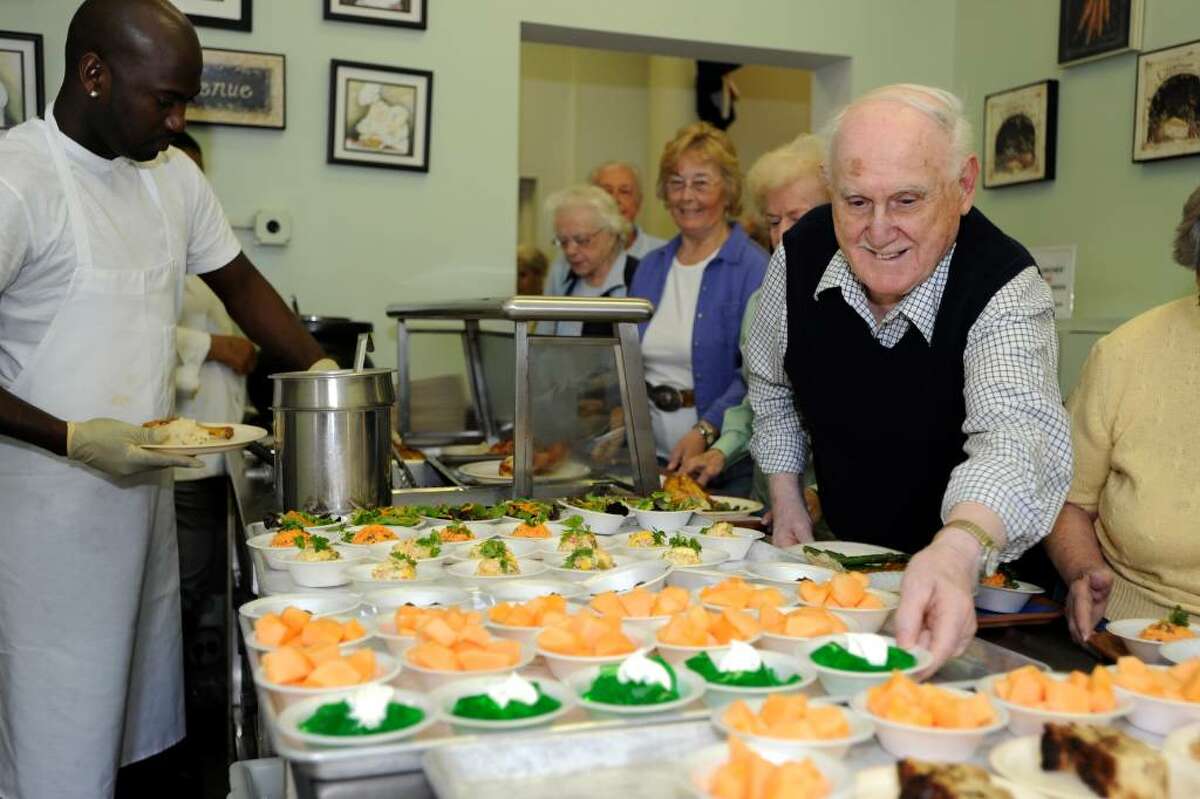 Frank Siciliano takes some dessert at the lunch at the Greenwich Senior Center, on Monday, May 17, 2010. The center is making changes to its food starting in July, contracting with the food service provider for the Nathaniel Witherell in an effort to make the food more nutritious.