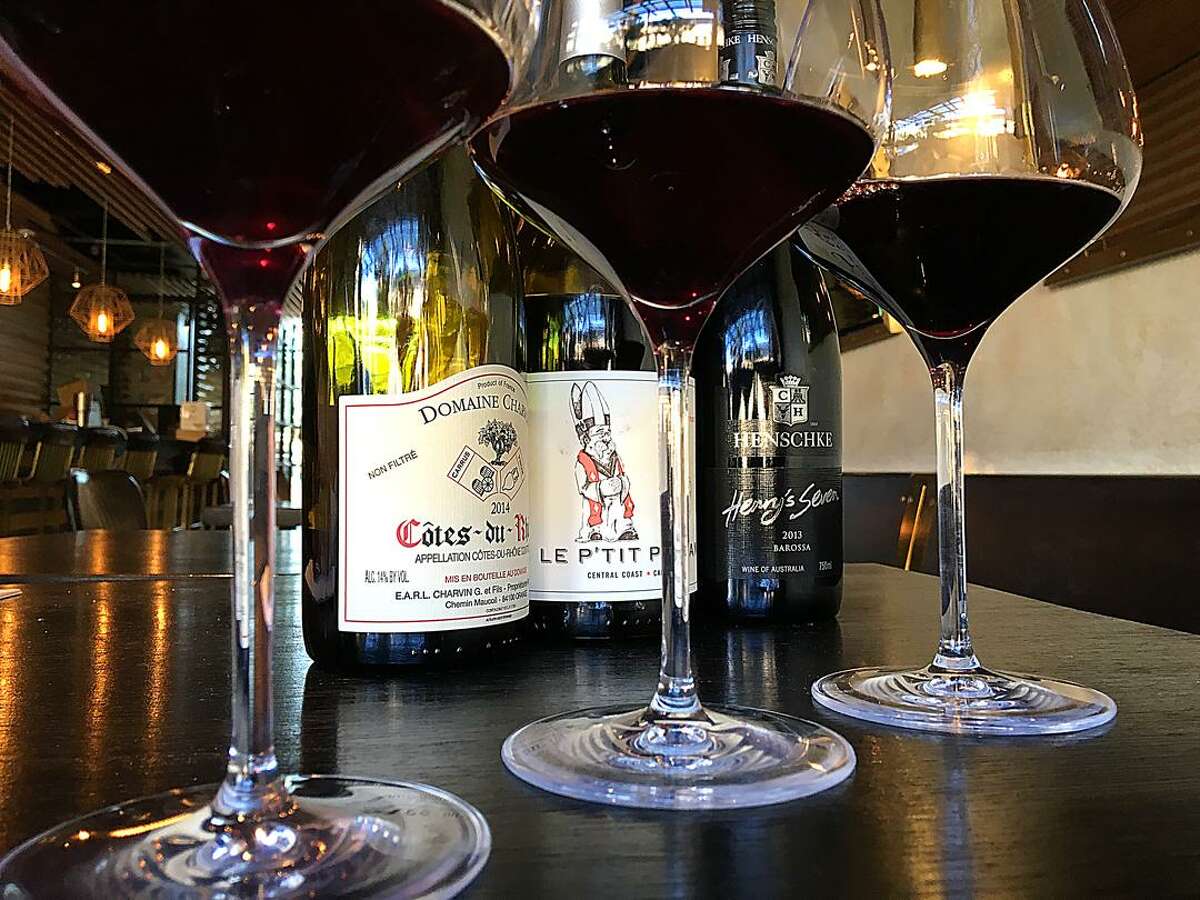 A flight of red wines from High Street Wine Co. at the Pearl