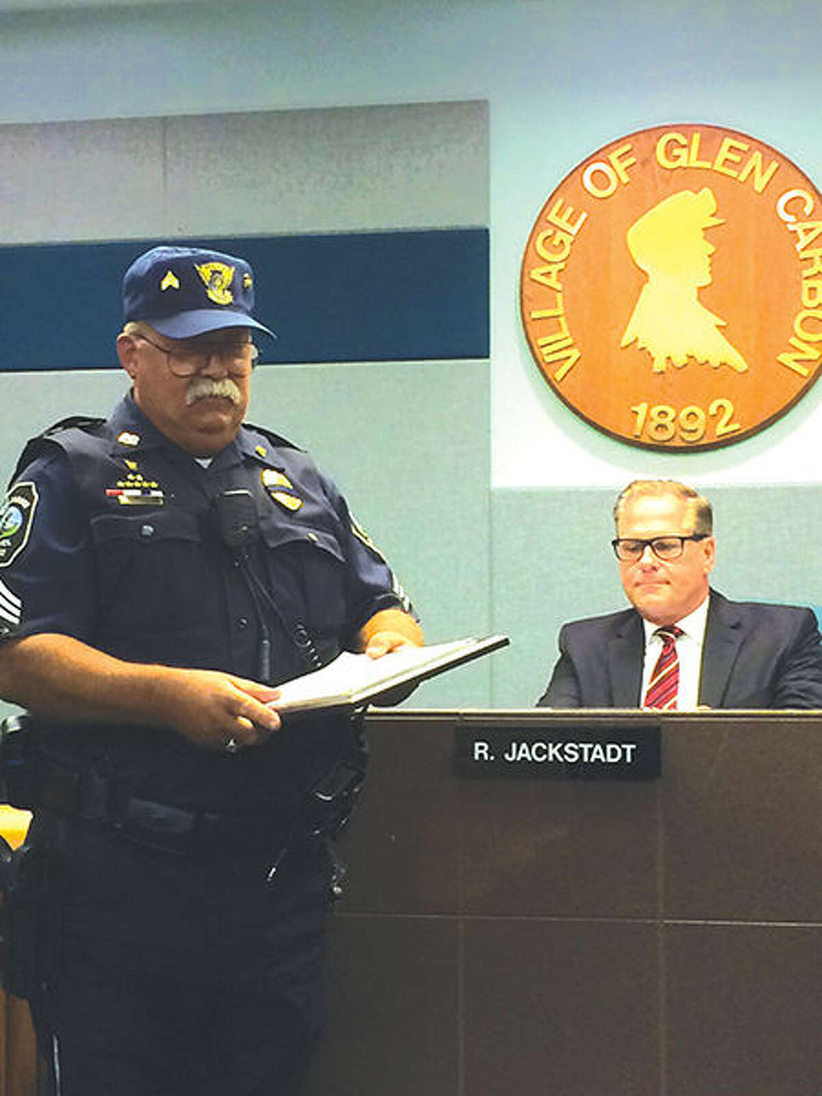 Glen Carbon Police Sgt. James Jones was recently honored for 40 years of service to the police department.
