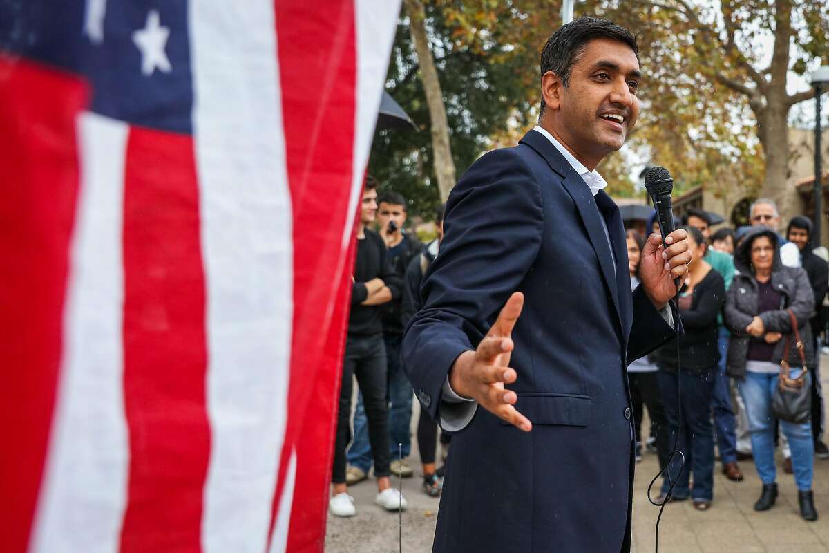 South bay congressional candidate Ro Khanna speaks at a rally at DeAnza College, in Cupertino, California, on Thursday, Oct. 27, 2016.