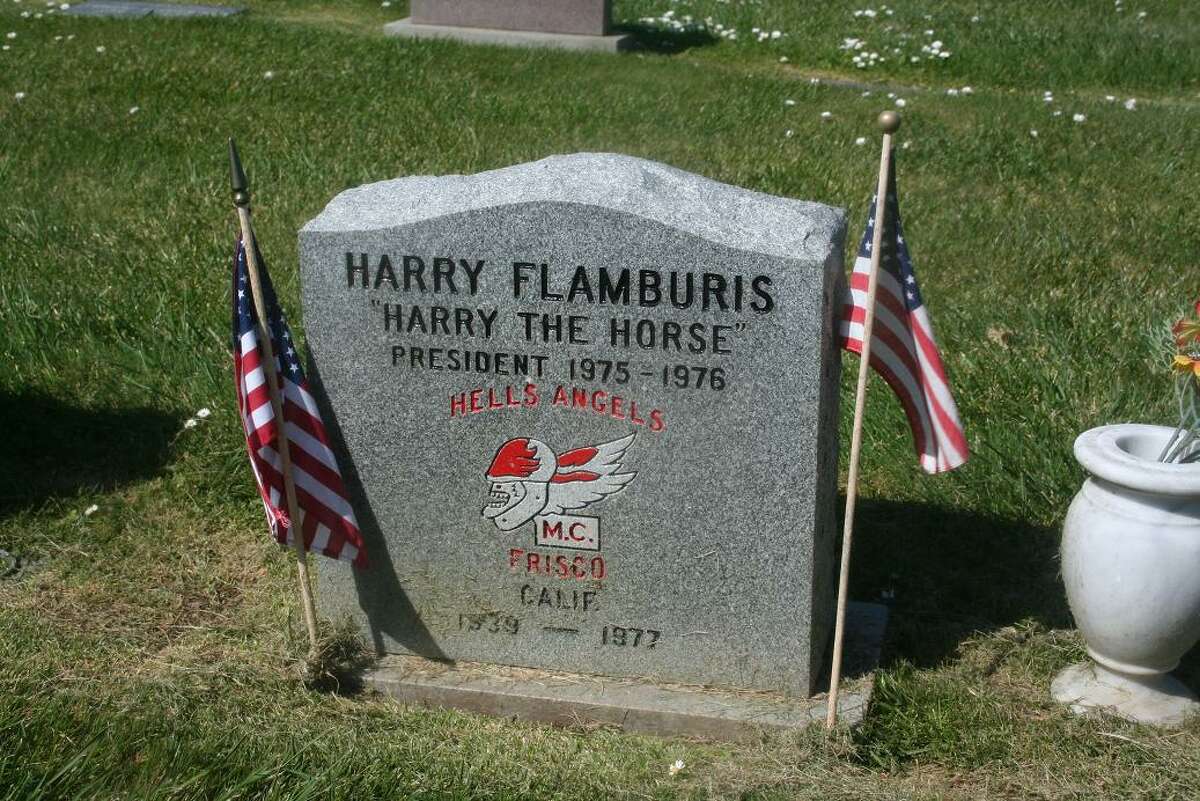 Harry “The Horse” Flamburis (1939-1977) Flamburis’ story is more infamous than famous, and to this day it’s clouded in mystery – for multiple reasons. First, the president of the Northern California Hells Angels is buried at a cemetery in Colma with his Harley-Davidson motorcycle. We won't say which one because the cemetery doesn't like this publicized for fear of someone stealing the bike, even though his gravesite is clearly marked with a Hell’s Angels logo and the Chronicle reported on his bike burial years ago. Flamburis and his girlfriend were found shot execution style, duct-taped and bound. The apparent murders were never solved. On the day of his burial, more than 100 Hell’s Angels rode their Harleys in circles through the cemetery in the kind of boldness that only Hell’s Angels could get away with. A retired tour director with the cemetery was told, “Who is going to question 180 Hells Angels?" (Photo: Find A Grave)
