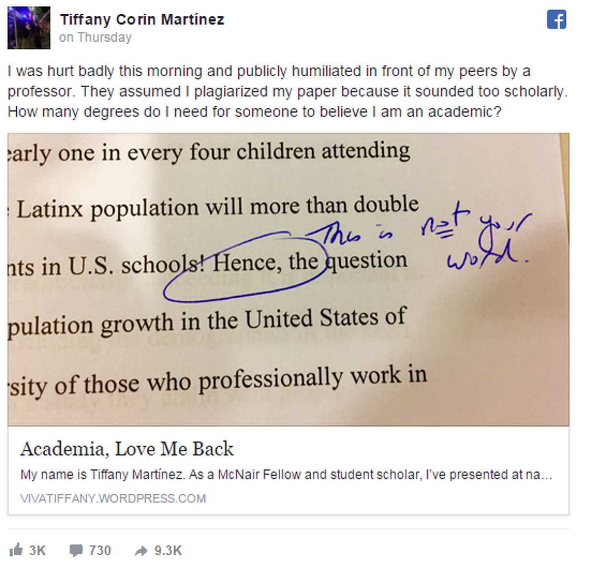 Professor tells Latina student this is