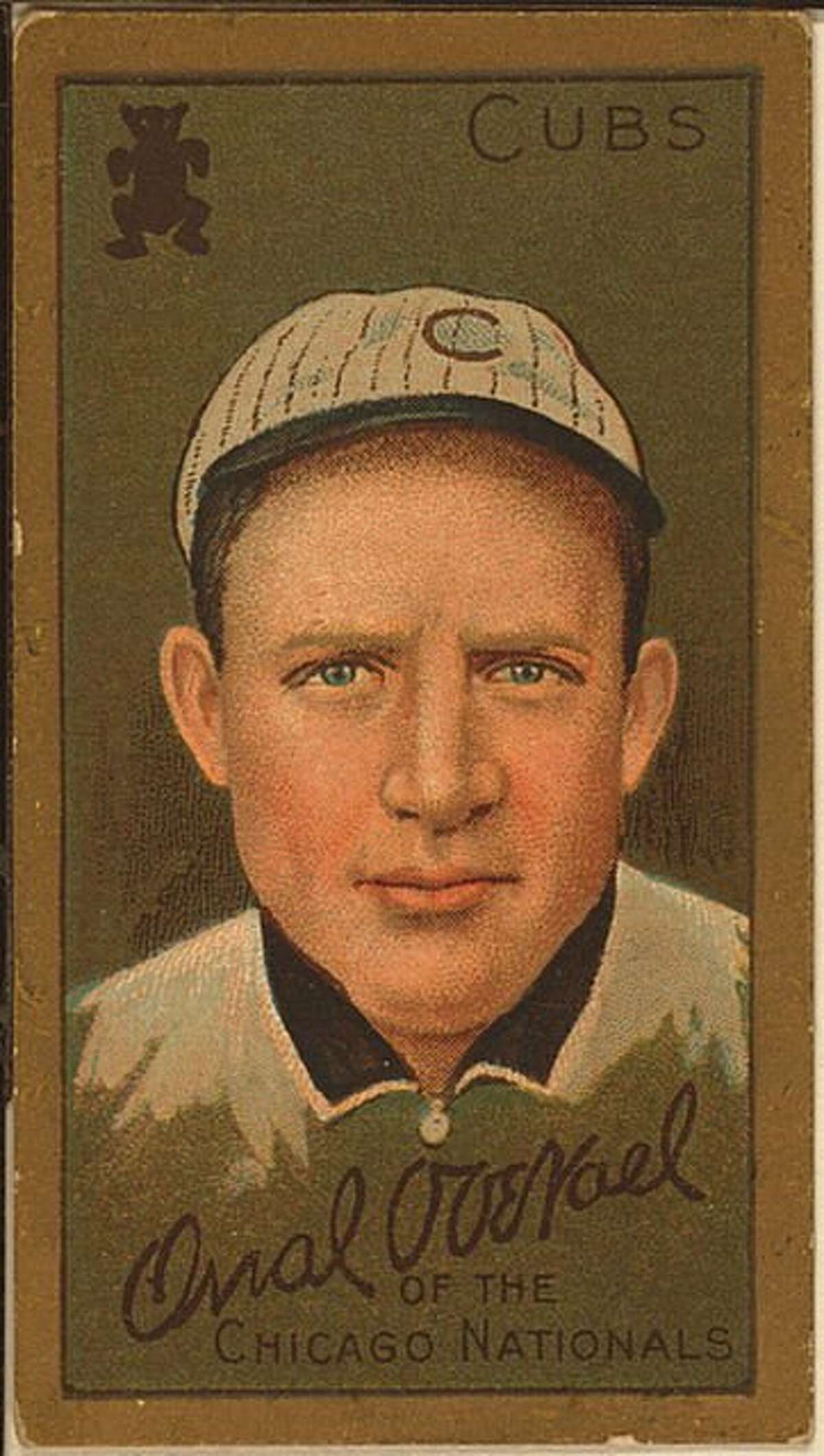 Three Finger Brown, Chicago Cubs, baseball card portrait]