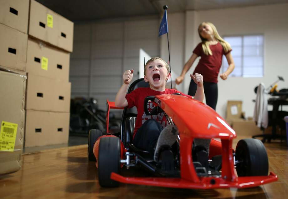Mountain View Startup Ships Smart Go Kart For Kids Sfgate Connor Ellerhorst 5 Shows His Excitement For Getting To Sit Inside An Arrow Smart