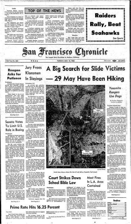 Chronicle Covers: The deadly Yosemite rock slide of 1980 - SFChronicle.com