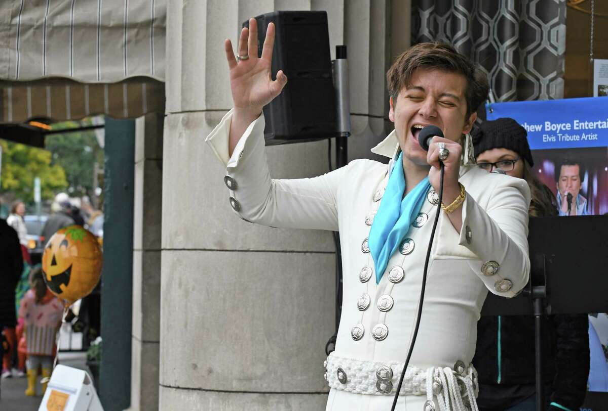 Matthew Boyce performs with his Suspicious Minds tribute band during the Saratoga Sprigns Downtown Business Associationthe 15th Annual Fall Festival on Saturday Oct. 29, 2016 in Satatoga Springs, N.Y. (Michael P. Farrell/Times Union)