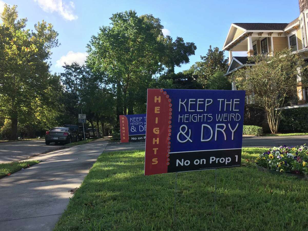 A sign for the "Keep the Heights Dry movement." The issue will go to the voters on Nov. 8.