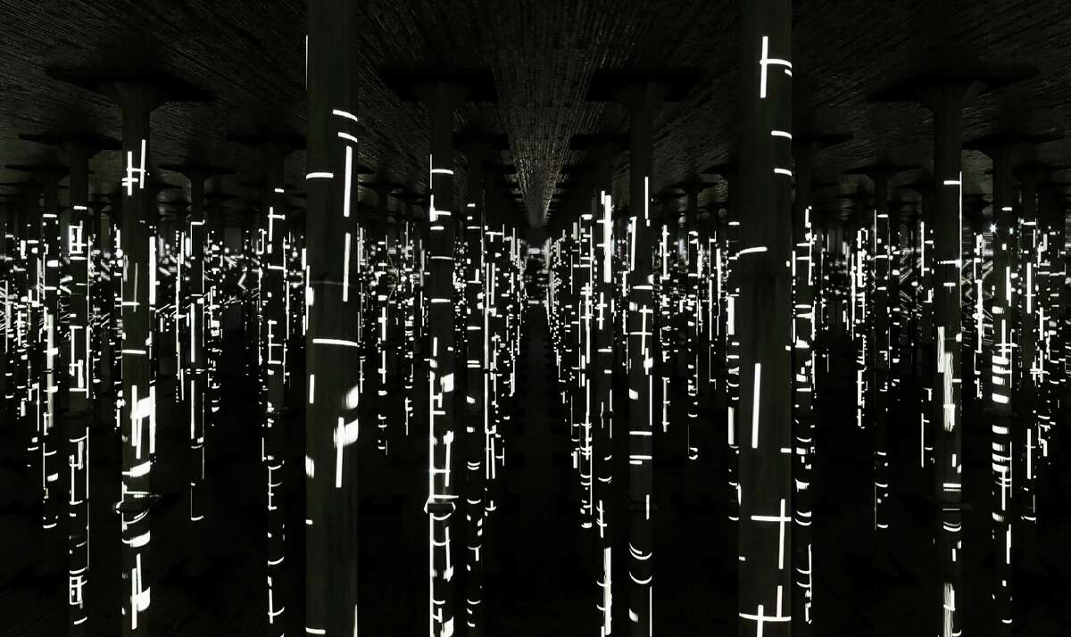 A digital rendering of "2iPM009," which will be projected for during "Rain: Magdalena Fernández at the Houston Cistern," on view at Buffalo Bayou Park's Cistern Dec. 10-June 4.
