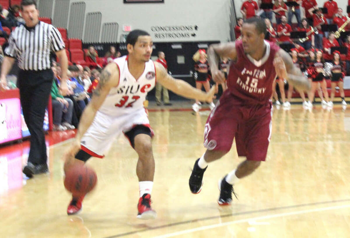 SIUE’s Donivine Stewart looks to get the ball into the paint Saturday against Eastern Kentucky.