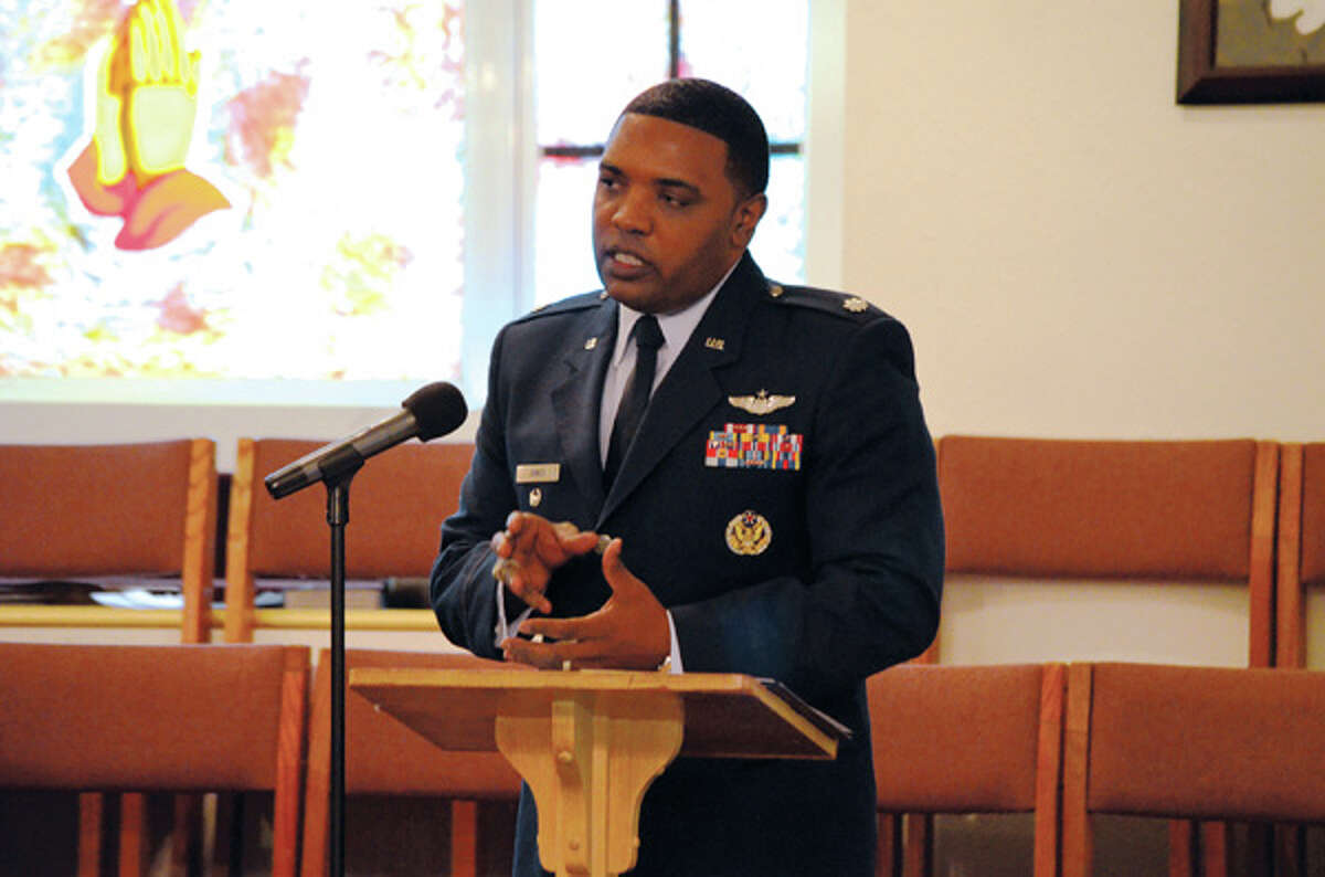 Lt. Col. Otis Jones speaks during the Mount Joy Baptist Church Martin Luther King Jr Celebration.