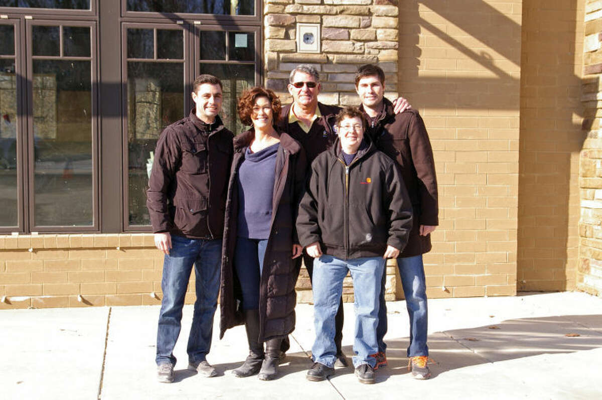 Pictured from left to right: Gary VanMatre co-owner; Pat Shannon-VanMatre co-owner,; Mike Shannon co-owner; Ginger Humphery executive chef and Justin VanMatre, restaurant general manager, standing in front of the future home of Mike Shannon’s Grill at 871 South Arbor Vitea Suite 101.