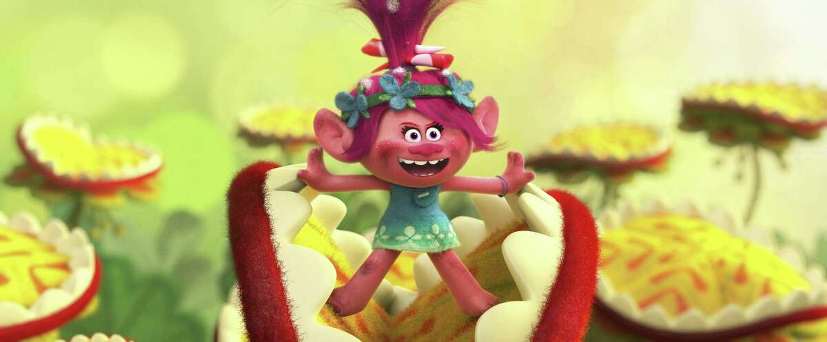Troll princess Poppy (voiced by Anna Kendrick) bursts into song in DreamWorks Animations “Trolls.”